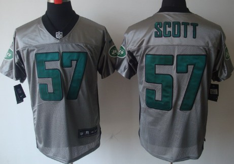 Nike New York Jets #57 Bart Scott Gray Shadow Elite Jersey