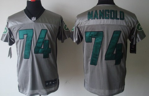 Nike New York Jets #74 Nick Mangold Gray Shadow Elite Jersey