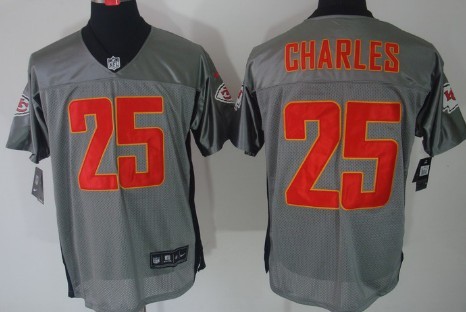 Nike Kansas City Chiefs #25 Jamaal Charles Gray Shadow Elite Jersey