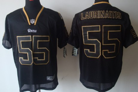 Nike St. Louis Rams #55 James Laurinaitis Lights Out Black Elite Jersey