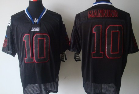 Nike New York Giants #10 Eli Manning Lights Out Black Elite Jersey