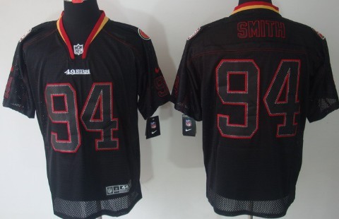 Nike San Francisco 49ers #94 Justin Smith Lights Out Black Elite Jersey
