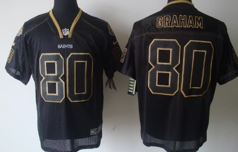 Nike New Orleans Saints #80 Jimmy Graham Lights Out Black Elite Jersey