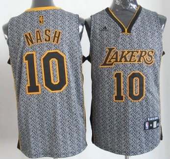 Los Angeles Lakers #10 Steve Nash Gray Static Fashion Jersey