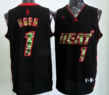 Miami Heats #1 Chris Bosh Black Camo Fashion Jersey