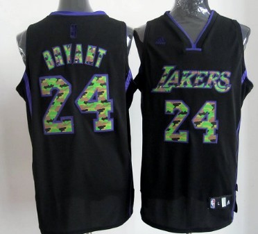 Los Angeles Lakers #24 Kobe Bryant Black Camo Fashion Jersey