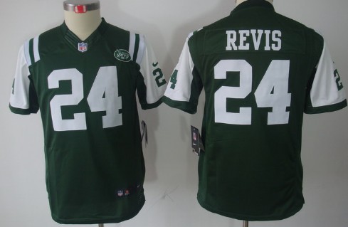 Nike New York Jets #24 Darrelle Revis Green Limited Kids Jersey