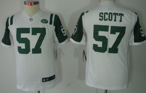 Nike New York Jets #57 Bart Scott White Limited Kids Jersey