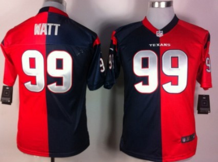 Nike Houston Texans #99 J.J. Watt Blue/Red Two Tone Kids Jersey