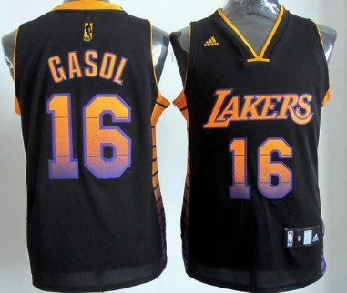 Los Angeles Lakers #16 Paul Gaslo 2012 Vibe Black Fashion Jersey