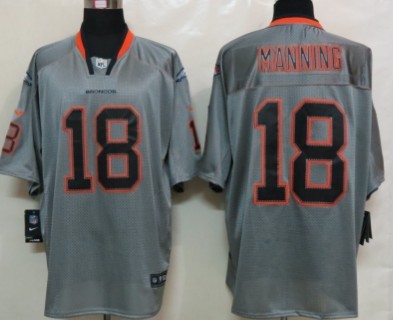 Nike Denver Broncos #18 Peyton Manning Lights Out Gray Elite Jersey