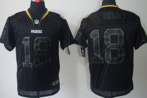 Nike Green Bay Packers #18 Randall Cobb Lights Out Black Elite Jersey