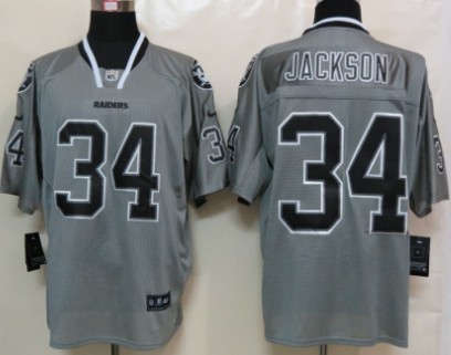Nike Oakland Raiders #34 Bo Jackson Lights Out Gray Elite Jersey