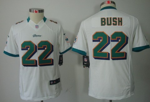 Nike Miami Dolphins #22 Reggie Bush White Limited Kids Jersey
