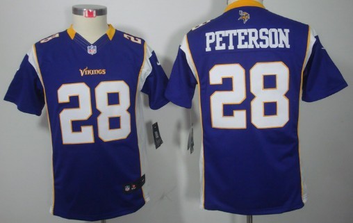Nike Minnesota Vikings #28 Adrian Peterson Purple Limited Kids Jersey