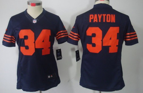 Nike Chicago Bears #34 Walter Payton Blue With Orange Limited Womens Jersey