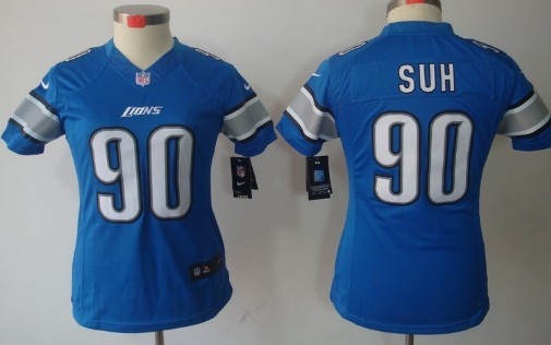 Nike Detroit Lions #90 Ndamukong Suh Light Blue Limited Womens Jersey