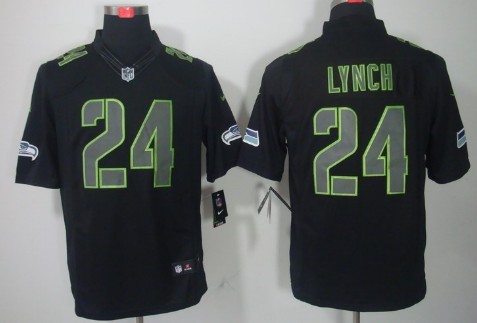 Nike Seattle Seahawks #24 Marshawn Lynch Black Impact Limited Jersey