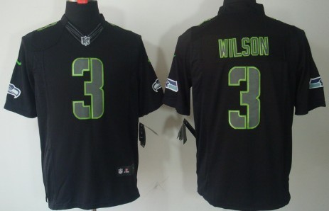 Nike Seattle Seahawks #3 Russell Wilson Black Impact Limited Jersey