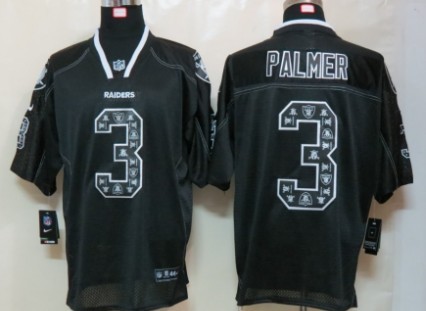 Nike Oakland Raiders #3 Carson Palmer Lights Out Black Ornamented Elite Jersey