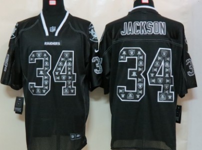 Nike Oakland Raiders #34 Bo Jackson Lights Out Black Ornamented Elite Jersey