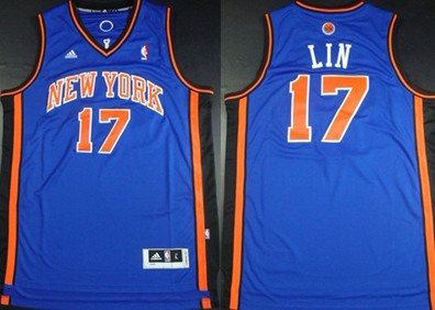 New York Knicks #17 Jeremy Lin Revolution 30 Blue Swingman Jersey