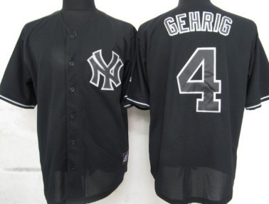 New York Yankees #4 Lou Gehrig 2012 Black Fashion Jersey