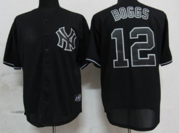 New York Yankees #12 Wade Boggs 2012 Black Fashion Jersey
