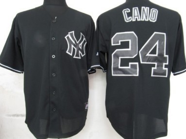 New York Yankees #24 Robinson Cano 2012 Black Fashion Jersey