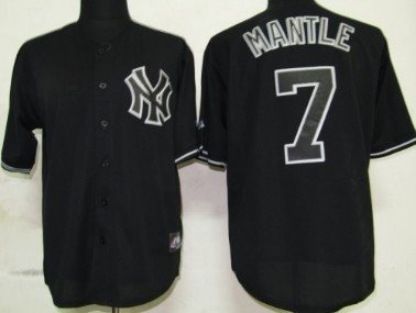 New York Yankees #7 Mickey Mantle 2012 Black Fashion Jersey
