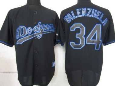 Los Angeles Dodgers #34 Fernando Valenzuela 2012 Black Fashion Jersey