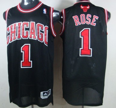 Chicago Bulls #1 Derrick Rose Revolution 30 Authentic Black Jersey