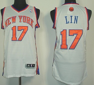 New York Knicks #17 Jeremy Lin Revolution 30 Authentic White Jersey