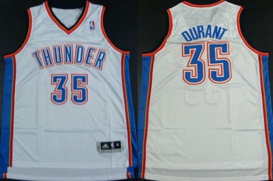 Oklahoma City Thunder #35 Kevin Durant Revolution 30 Authentic White Jersey