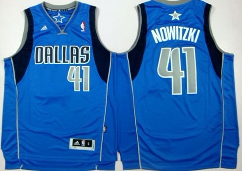 Dallas Mavericks #41 Dirk Nowitzki Revolution 30 Swingman Light Blue Jersey