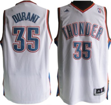 Oklahoma City Thunder #35 Kevin Durant Revolution 30 Swingman White Jersey