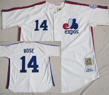 Montreal Expos #14 Pete Rose Cream Throwback Jersey
