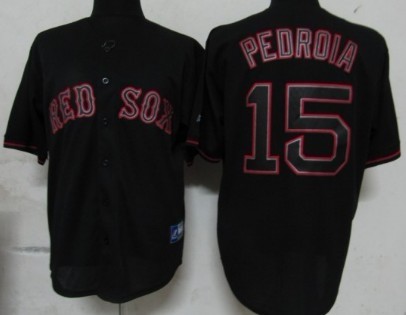 Boston Red Sox #15 Dustin Pedroia 2012 Black Fashion Jersey