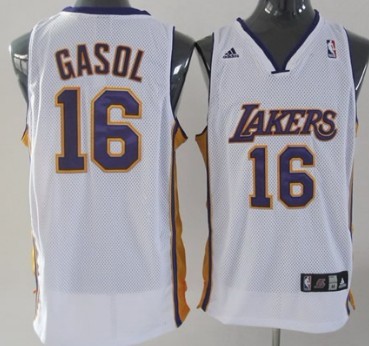 Los Angeles Lakers #16 Paul Gasol White Swingman Jersey