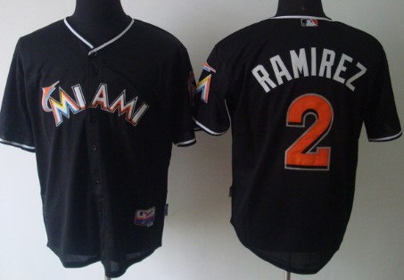 Miami Marlins #2 Hanley Ramirez Black Jersey
