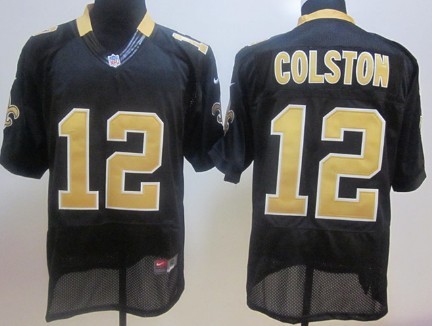 Nike New Orleans Saints #12 Marques Colston Black Elite Jersey