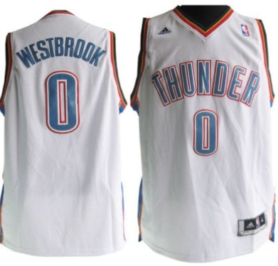 Oklahoma City Thunder #0 Russell Westbrook Revolution 30 Swingman White Jersey