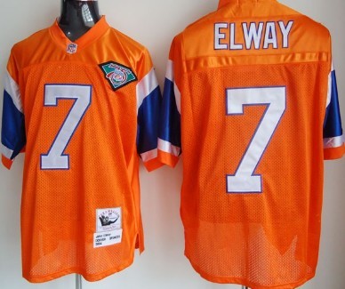 Denver Broncos #7 John Elway Orange Throwback 75TH Jersey