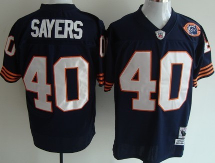 Chicago Bears #40 Gale Sayers Blue Throwback With Bear Patch Jersey