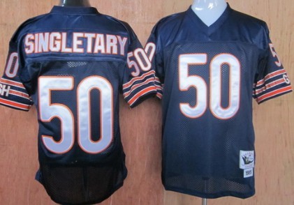 Chicago Bears #50 Mike Singletary Blue Throwback Jersey