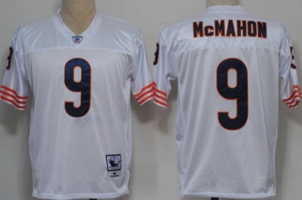 Chicago Bears #9 Jim McMahon White Throwback Jersey