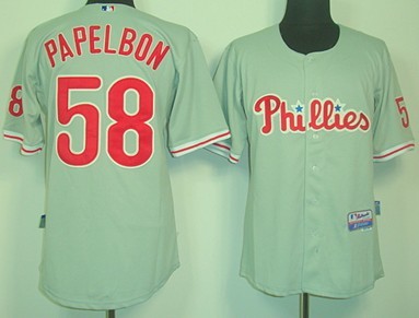 Philadelphia Phillies #58 Jonathan Papelbon Gray Jersey