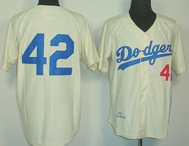 Los Angeles Dodgers #42 Jackie Robinson Cream Throwback Jersey
