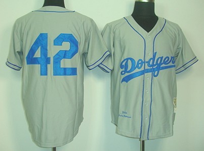 Los Angeles Dodgers #42 Jackie Robinson Gray Throwback Jersey