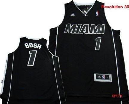 Miami Heat #1 Chris Bosh Revolution 30 Swingman All Black With White Jersey
